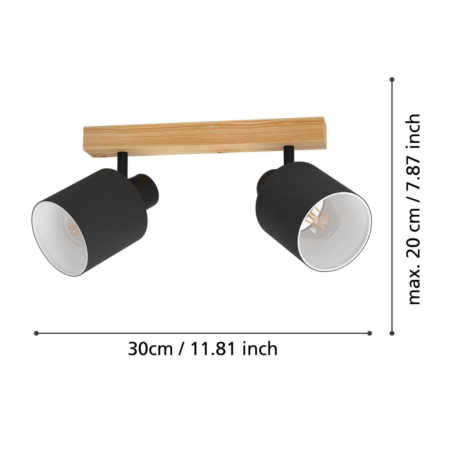 B-Ware Eglo Batallas Deckenstrahler Strahler Lampe Länge 30 Cm Schwarz Holz 2 Flg - 9002759994891