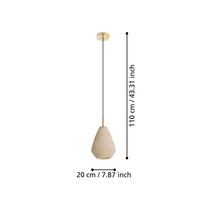 Eglo Hängelampe Pendelleuchte Caprarola Sandfarben Glas Metall 20 Cm E27 B-Ware - 9008606274321