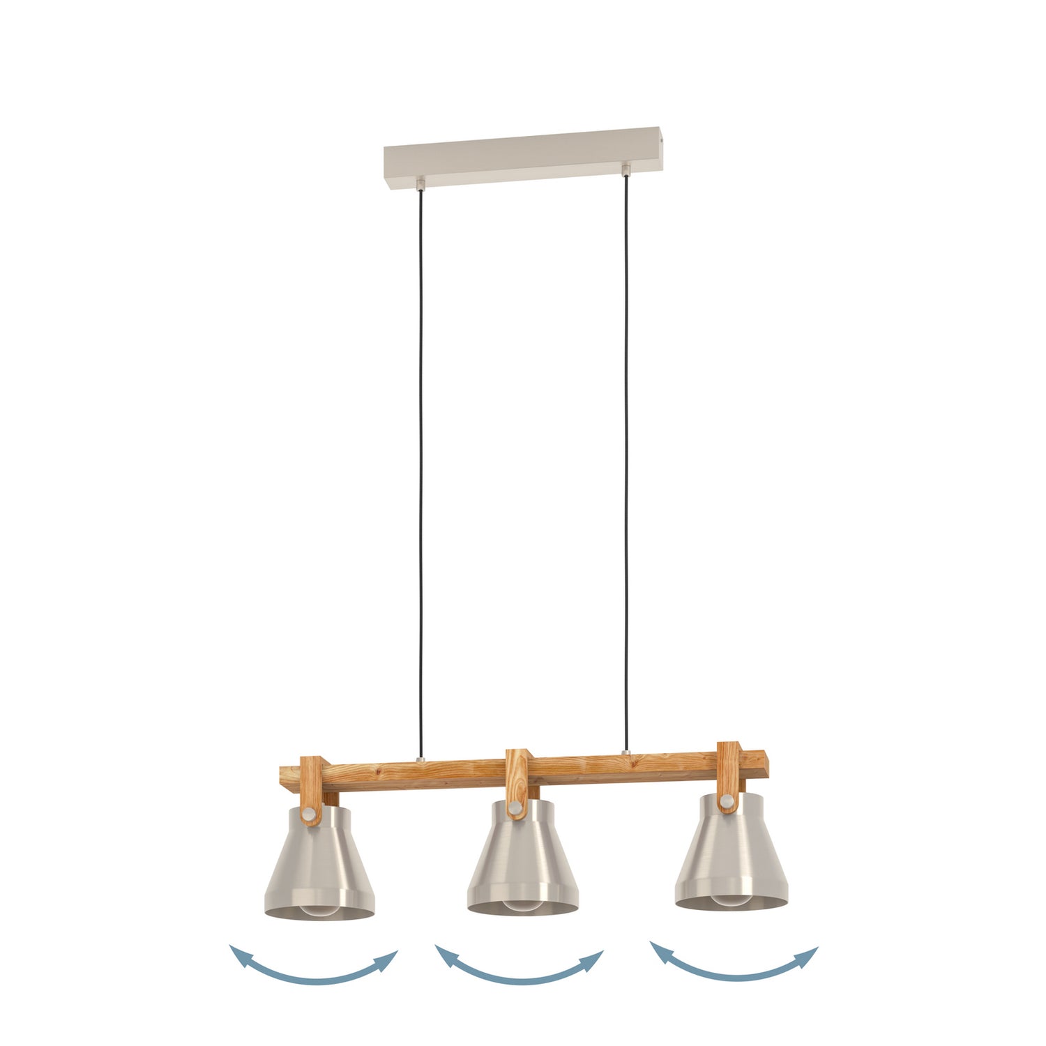 B-Ware Eglo Pendelleuchte Hängelampe Cawton Leuchte Stahl Holz 76 Cm 3 Flammig E27 Led - 9002759439521