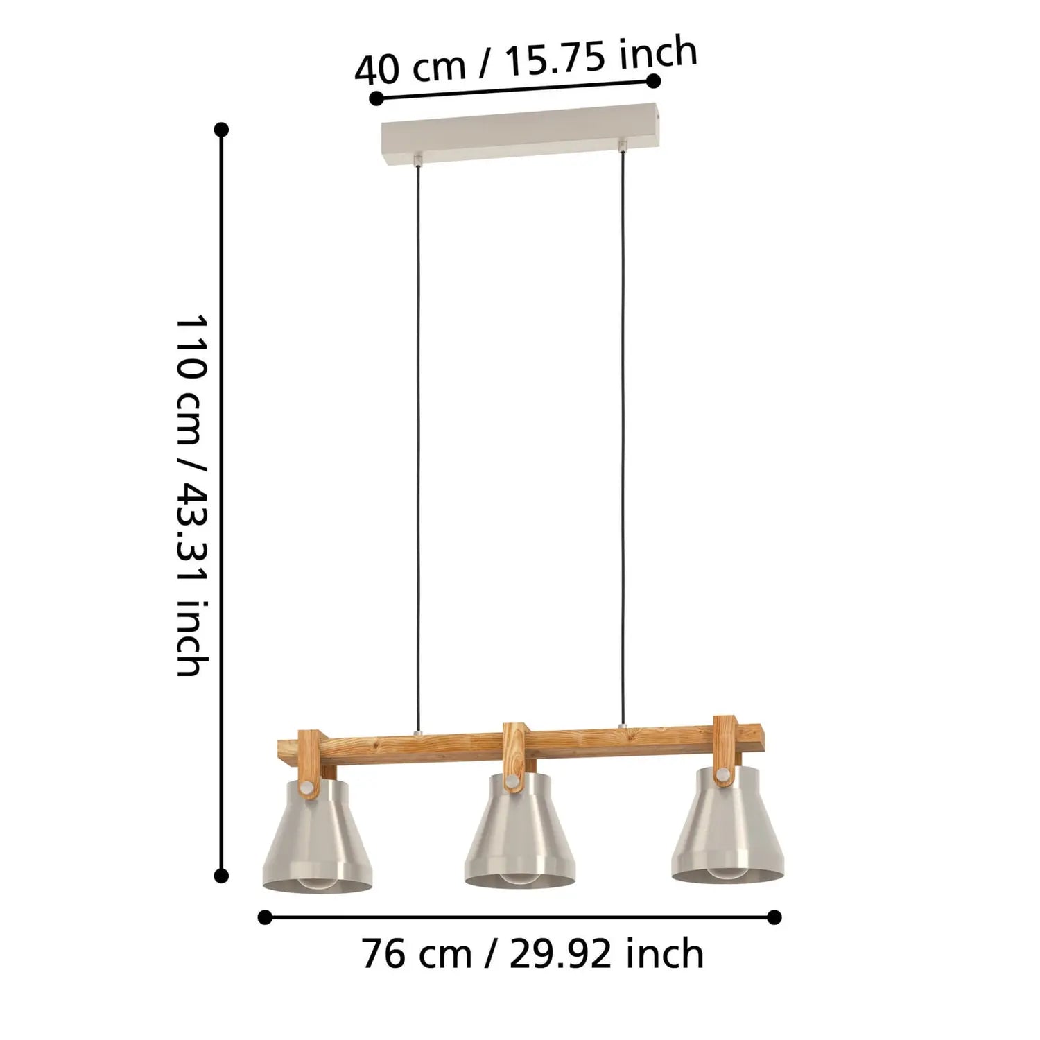 B-Ware Eglo Pendelleuchte Hängelampe Cawton Leuchte Stahl Holz 76 Cm 3 Flammig E27 Led - 9002759439521