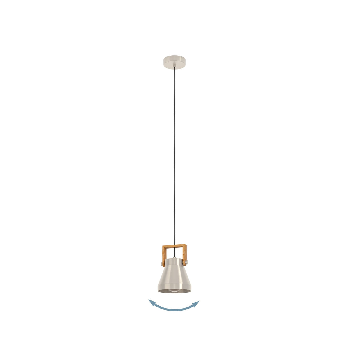 eglo Hängelampe Pendelleuchte Stahl Holz Cawton Leuchte Ø 16 cm E27 LED Lampe - 9002759439514