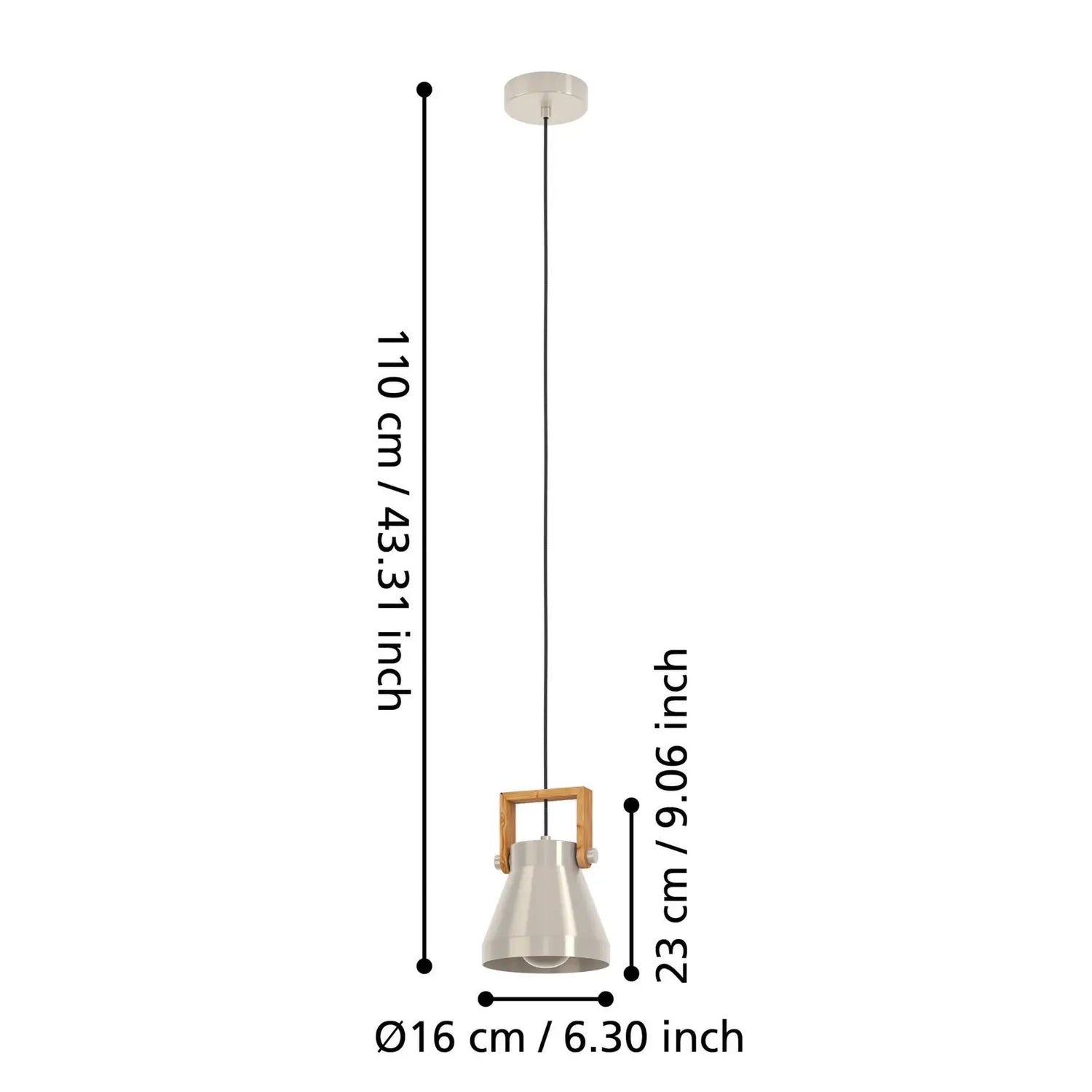 B-Ware Eglo Hängelampe Pendelleuchte Stahl Holz Cawton Leuchte ø 16 Cm E27 Led Lampe - 9002759439514