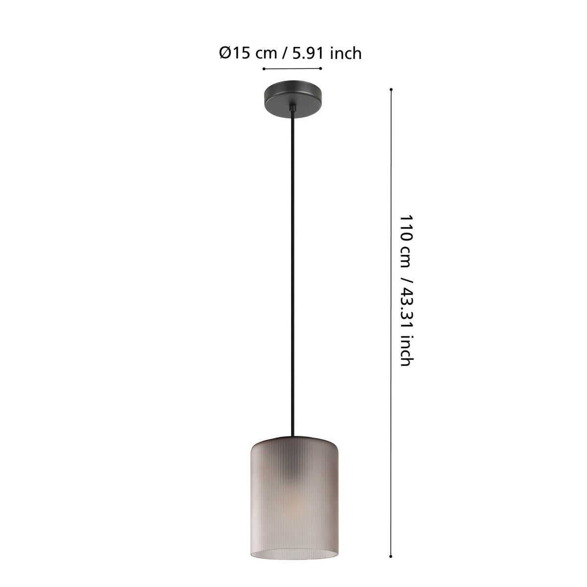 eglo Pendelleuchte Hängelampe Glas rauchgrau transparent Colomera Leuchte Licht - 9008606307142