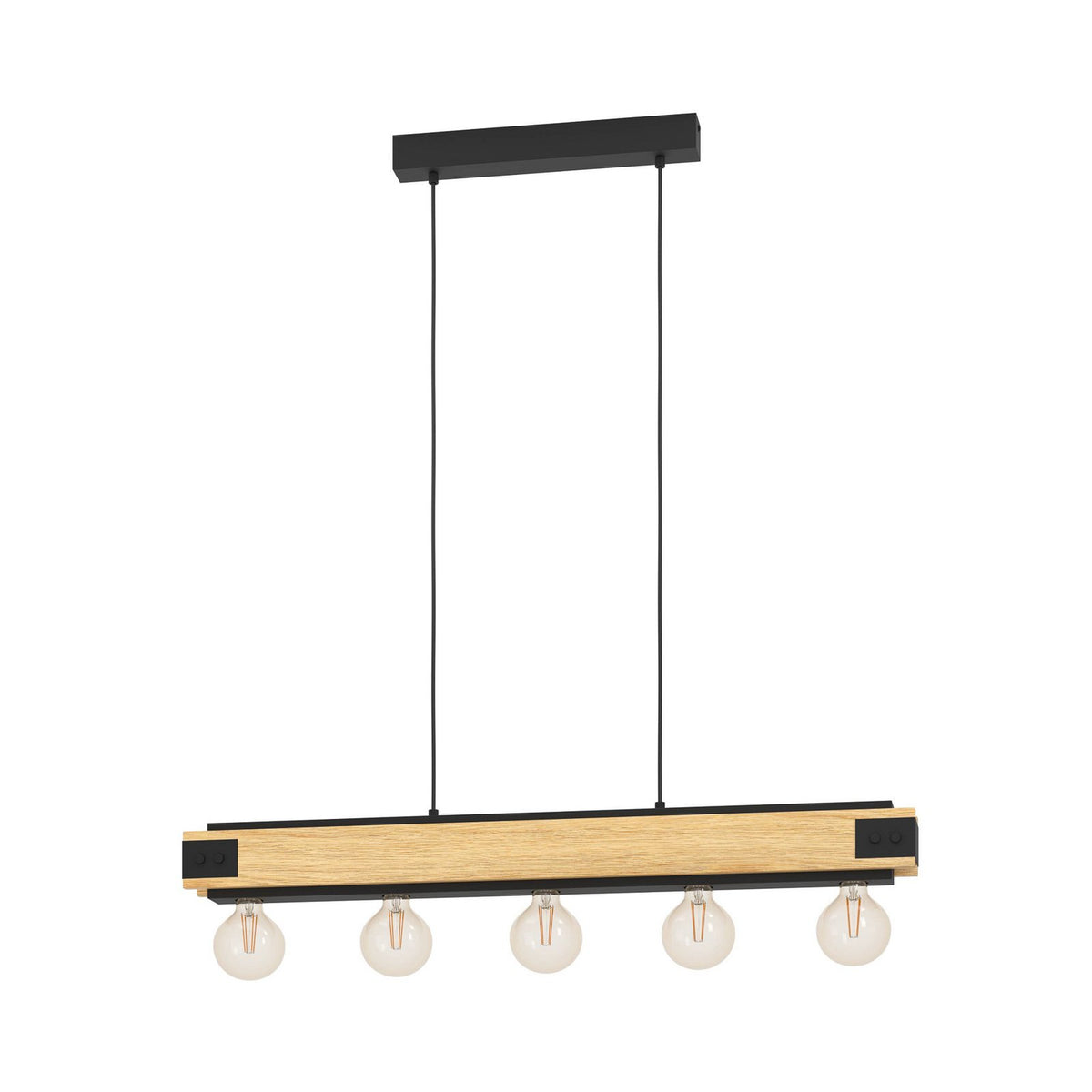 Eglo Hängelampe Pendelleuchte Layham schwarz holz hell Länge 96 cm 5 flg - 9002759434687