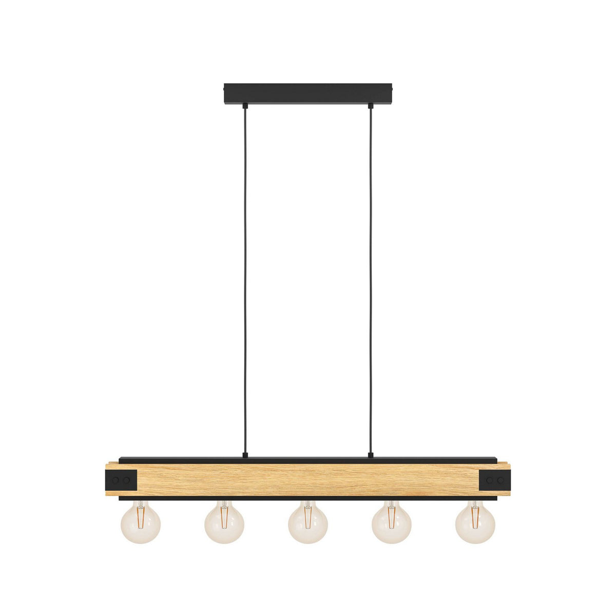 Eglo Hängelampe Pendelleuchte Layham schwarz holz hell Länge 96 cm 5 flg - 9002759434687