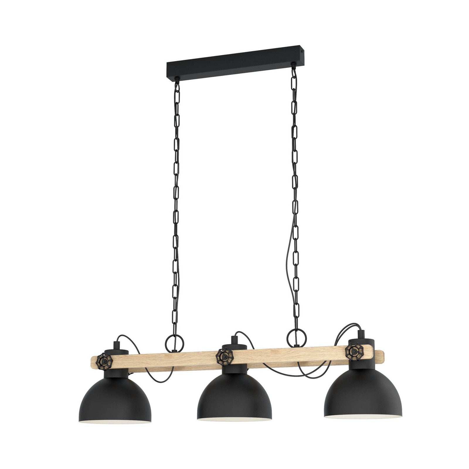 Eglo Hängelampe Lubenham Pendelleuchte Lampe schwarz holz hell Länge 90 cm 3 flg - 9002759439927