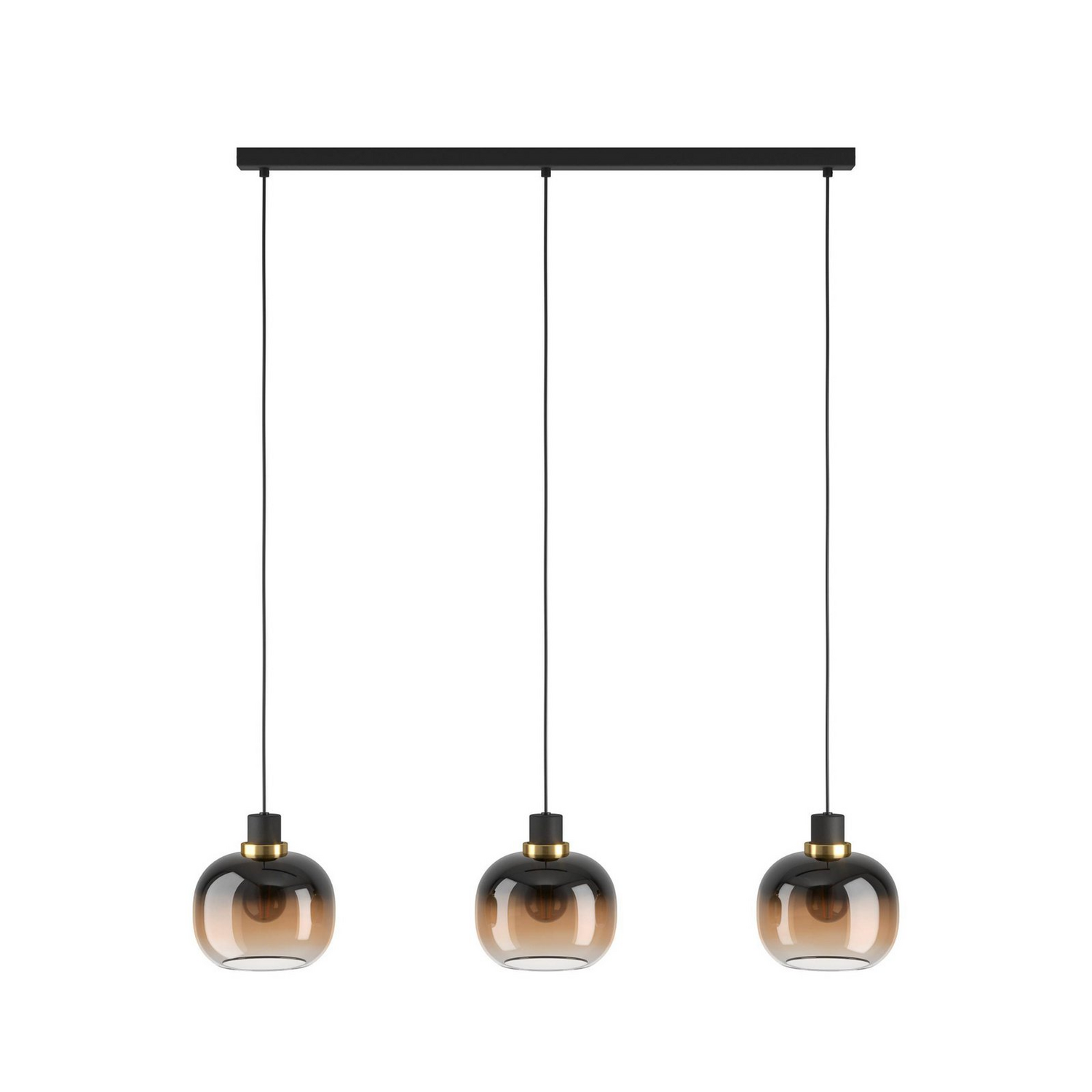 B-Ware Eglo Hängelampe Pendelleuchte Oilella Schwarz Braun Glas Länge 95 Cm 3 Flammig