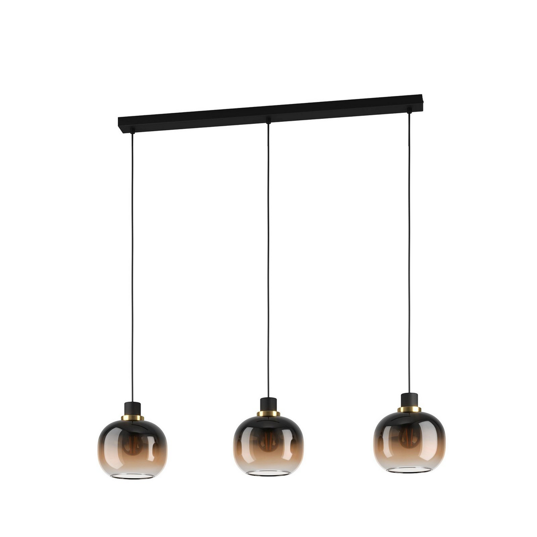 Eglo Hängelampe Pendelleuchte Oilella Schwarz Braun Glas Länge 95 Cm 3 Flammig B-Ware - 9002759996154