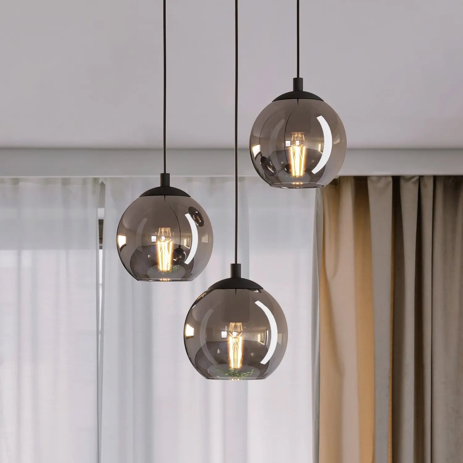 B-Ware Hängeleuchte Pendelleuchte Eglo Ariscani Glas Rauchgrau Schwarz E27 3flg - 9002759986537