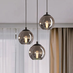 B-Ware Hängeleuchte Pendelleuchte Eglo Ariscani Glas Rauchgrau Schwarz E27 3flg