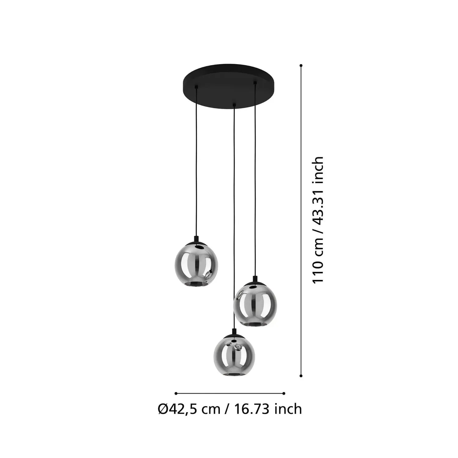 B-Ware Hängeleuchte Pendelleuchte Eglo Ariscani Glas Rauchgrau Schwarz E27 3flg - 9002759986537