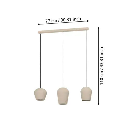 B-Ware Eglo Hängeleuchte Cambaito Deckenlampe Pendelleuchte Lampe E27 3 Flg Sandfarben