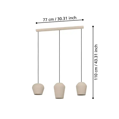 EGLO Hängeleuchte Cambaito Deckenlampe Pendelleuchte Lampe E27 3-flg sandfarben - 9008606238927