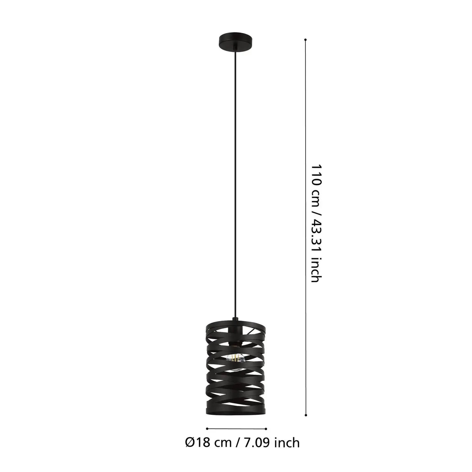 B-Ware Eglo Hängeleuchte Pendelleuchte Schwarz Stahl Cremella Lampe ø 18 Cm E27 Led - 9002759993467