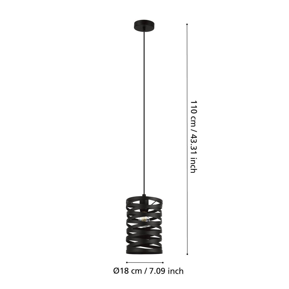 EGLO Hängeleuchte Pendelleuchte schwarz Stahl Cremella Lampe Ø 18 cm E27 LED - 9002759993467