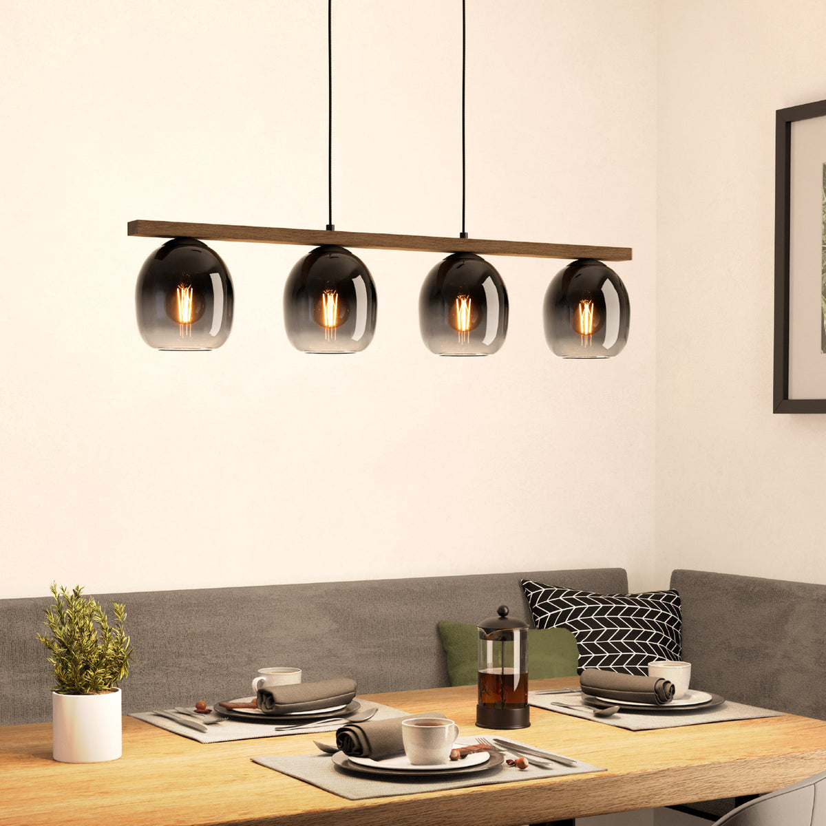 Hängeleuchte Filago vier Schirme aus Rauchglas Pendelleuchte Hängelampe schwa534 - 9008606235339