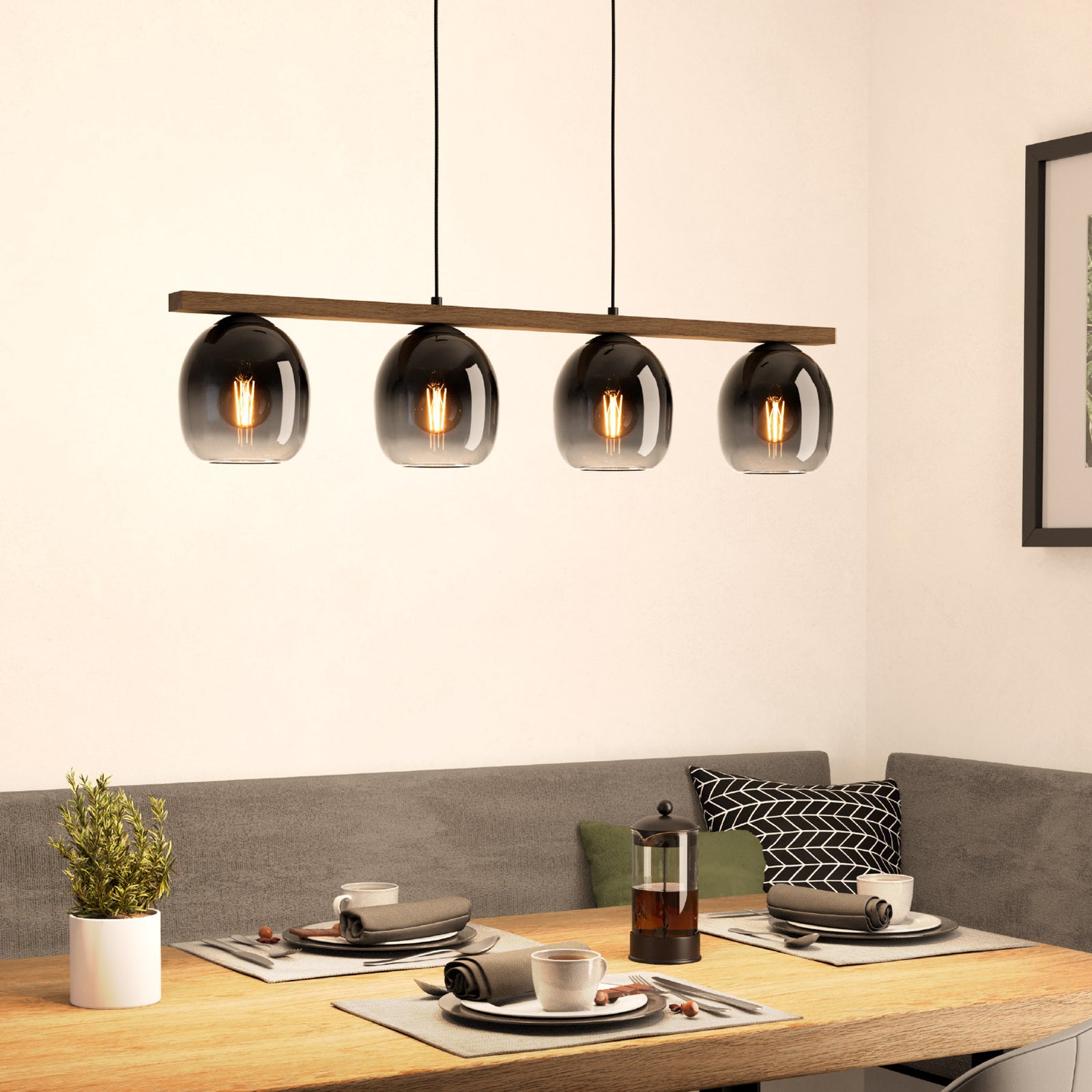 Hängeleuchte Filago vier Schirme aus Rauchglas Pendelleuchte Hängelampe schwa534 - 9008606235339