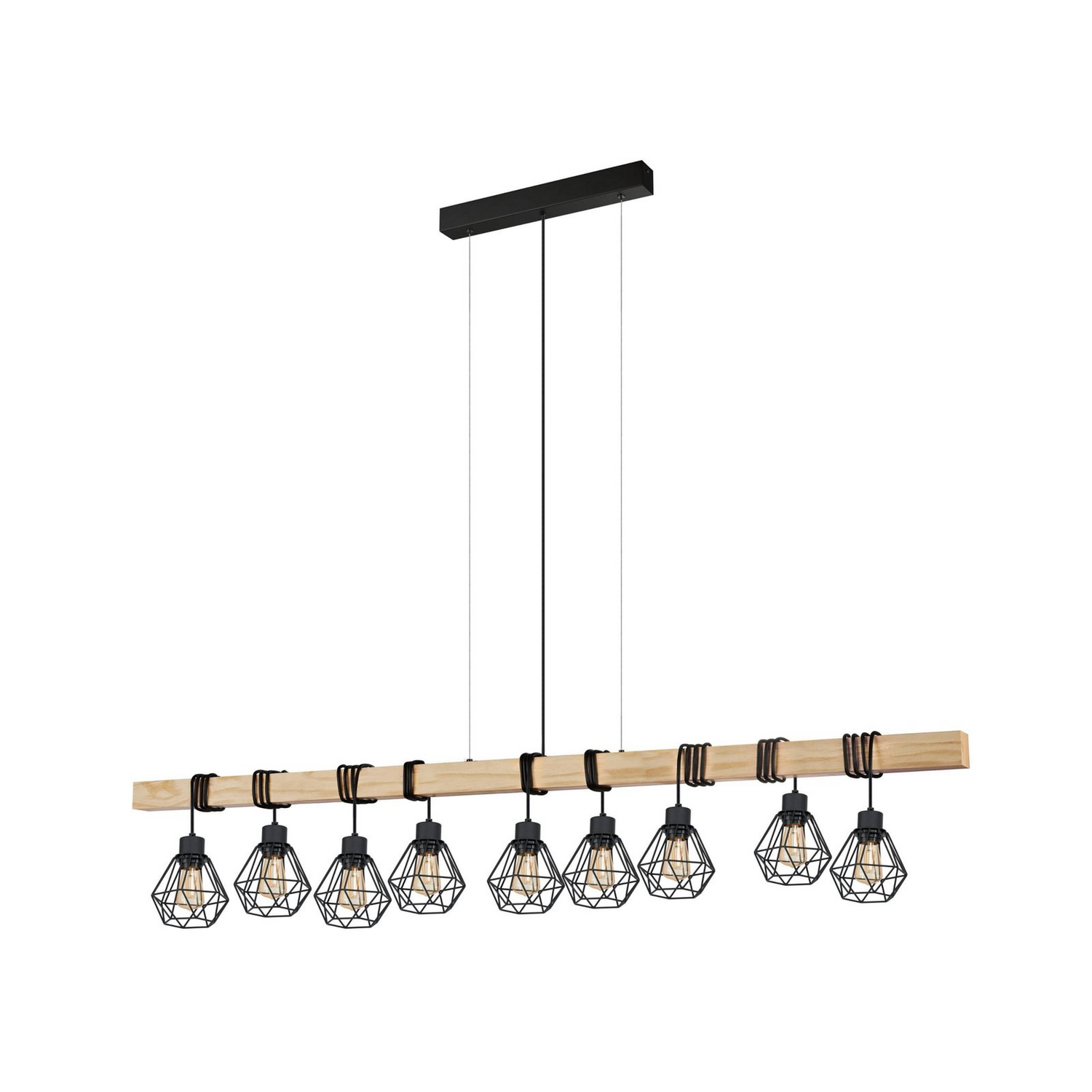 Eglo Hängeleuchte Townshend Länge 150 Cm Schwarz/Eiche Deckenlampe Lampe Leuchte B-Ware - 9002759440770