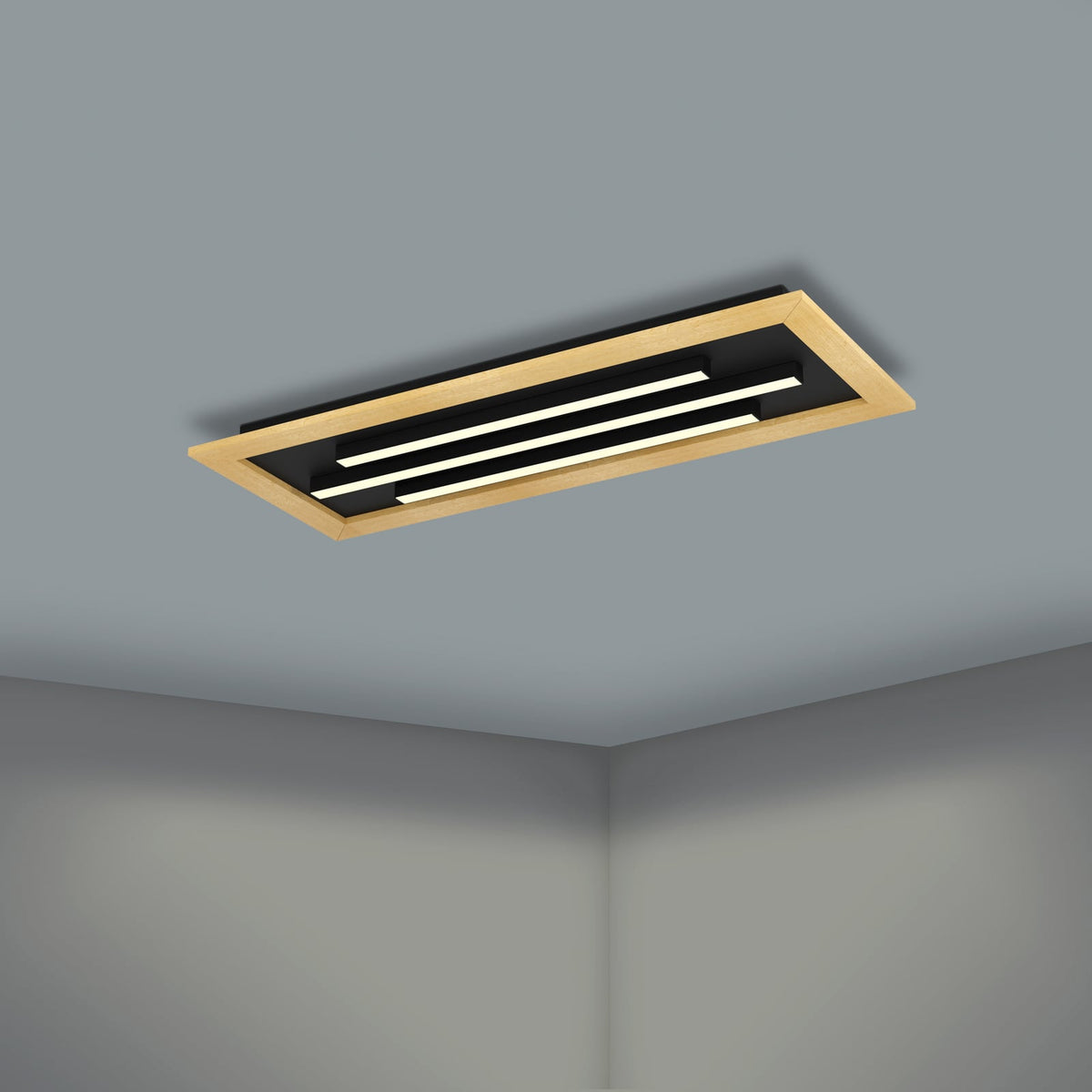 Deckenleuchte Lampe LED Eglo Tirrenara Fernbedienung Schwarz Holz Dimmbar - 9008606245024