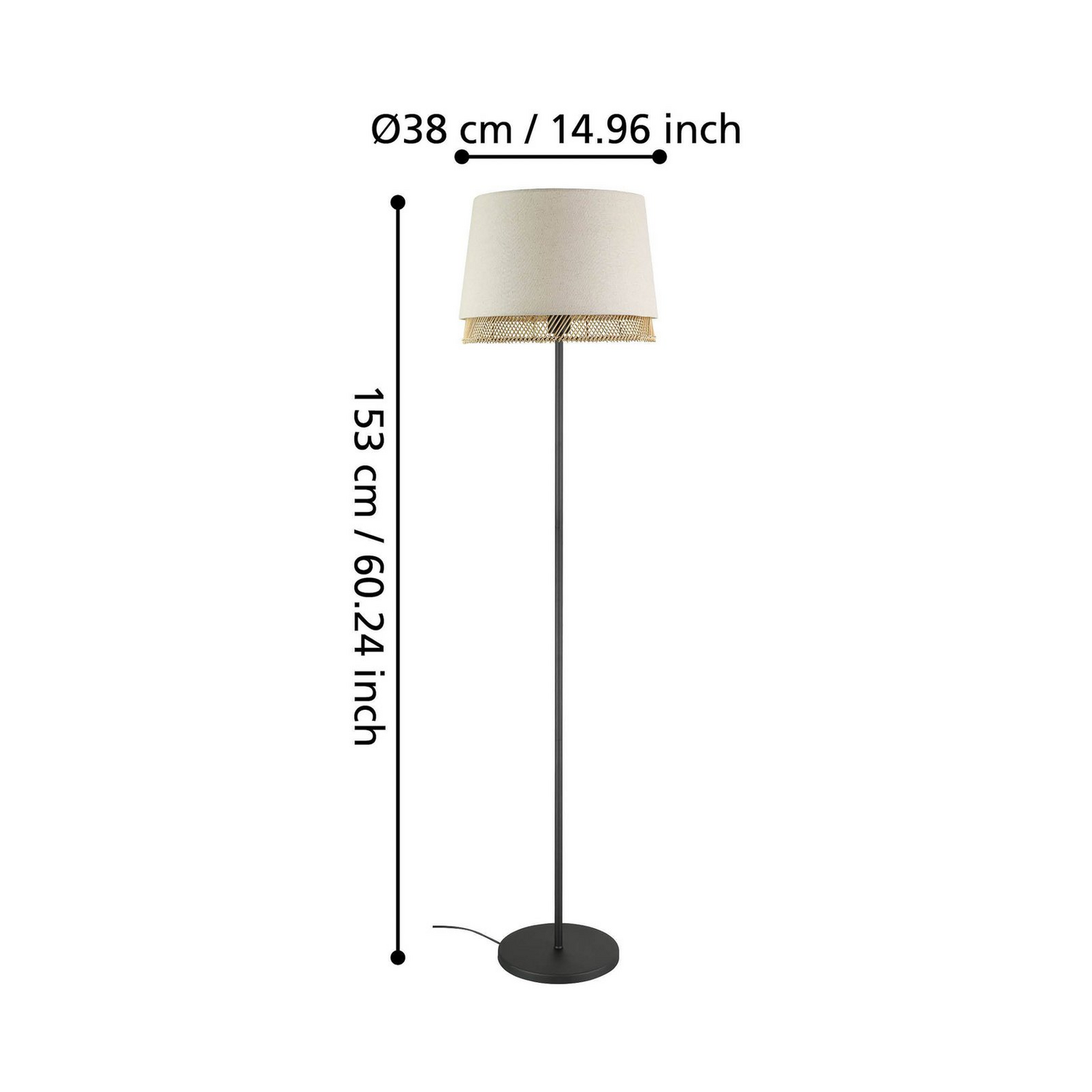 Eglo Stehlampe Tabley Wohnzimmerleuchte Lampe Naturfarben H153cm Siehe Text/Foto B-Ware - 9002759439781