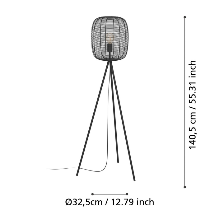 Eglo Stehleuchte Standlampe Lampe Schwarz Metall 1405cm E27 Rinroe B-Ware - 9002759439682