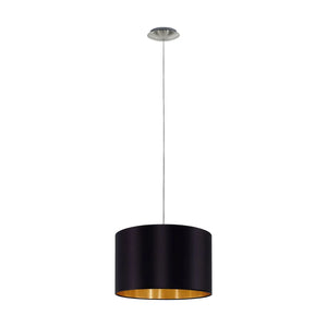 B-Ware Eglo Hängeleuchte Pendelleuchte Lecio Textillampe Schwarz Nickel E27 Led ø 38 Cm