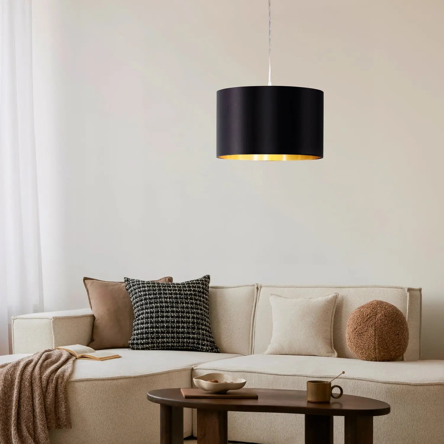 B-Ware Eglo Hängeleuchte Pendelleuchte Lecio Textillampe Schwarz Nickel E27 Led ø 38 Cm - 9002759315993