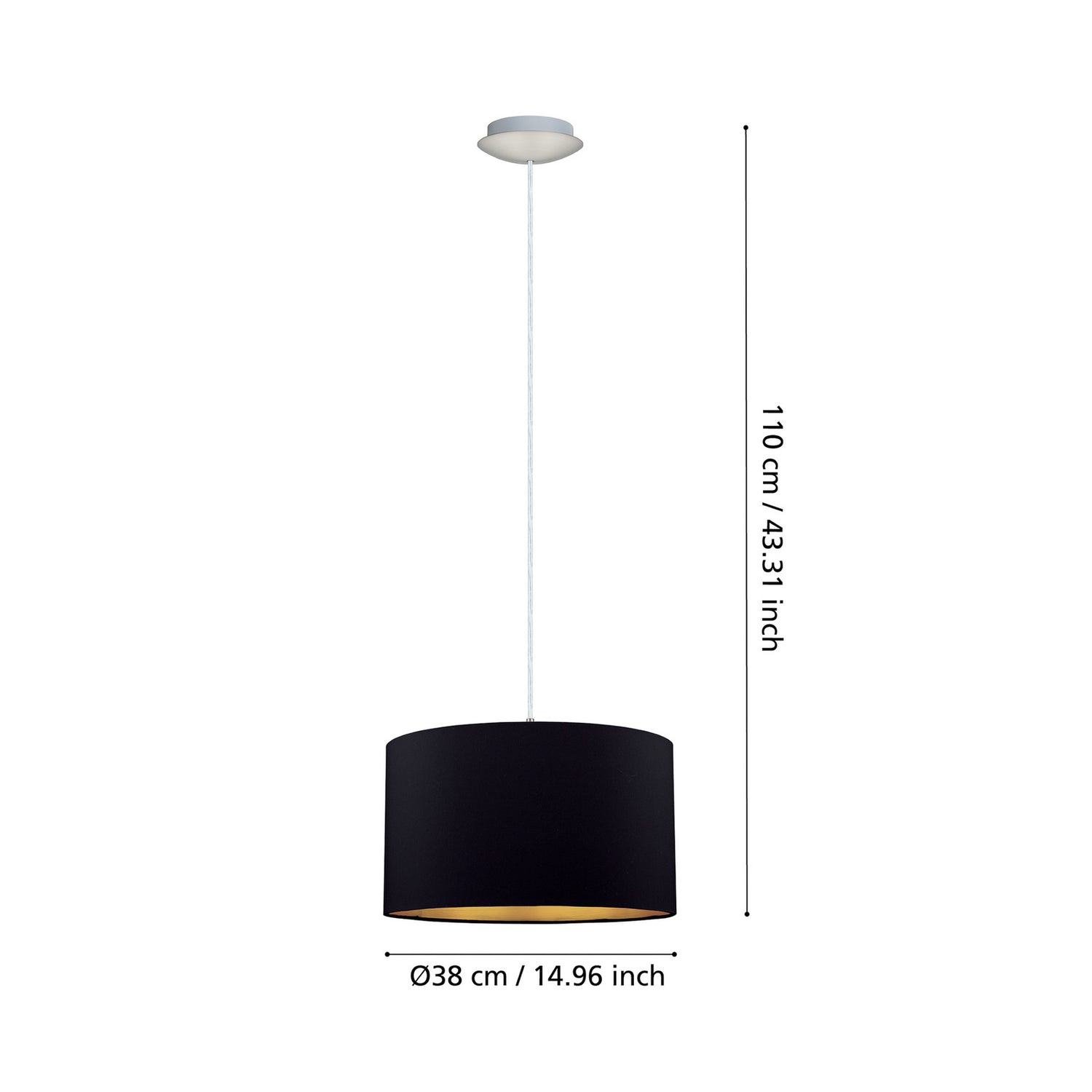 B-Ware Eglo Hängeleuchte Pendelleuchte Lecio Textillampe Schwarz Nickel E27 Led ø 38 Cm - 9002759315993