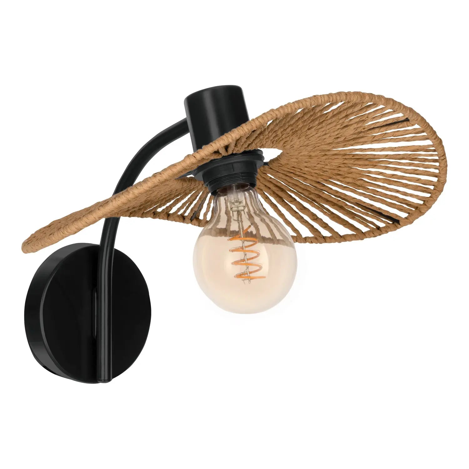 B-Ware Eglo Wandleuchte Wandlampe Siruela E27 Schwarz Papier Natur Stahl - 9002759319649
