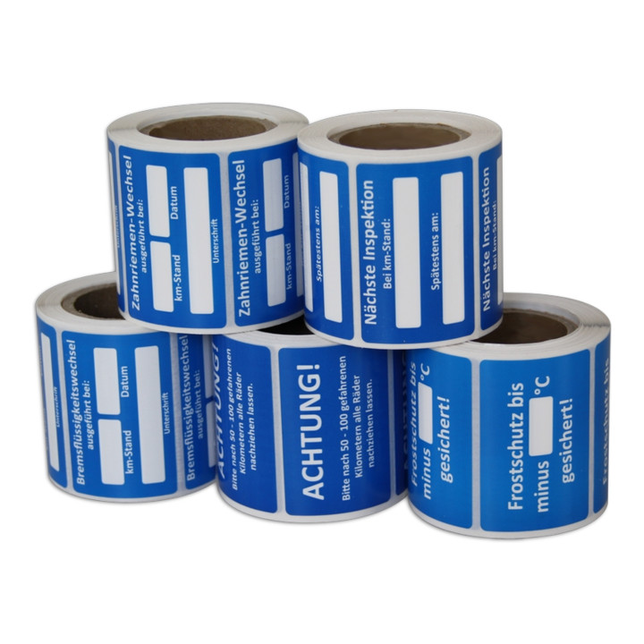 B-Ware Eichner Kundendienstaufkleber Etikett Achtung! Räder Nachziehen Blau 4 Sets - 4052301105010
