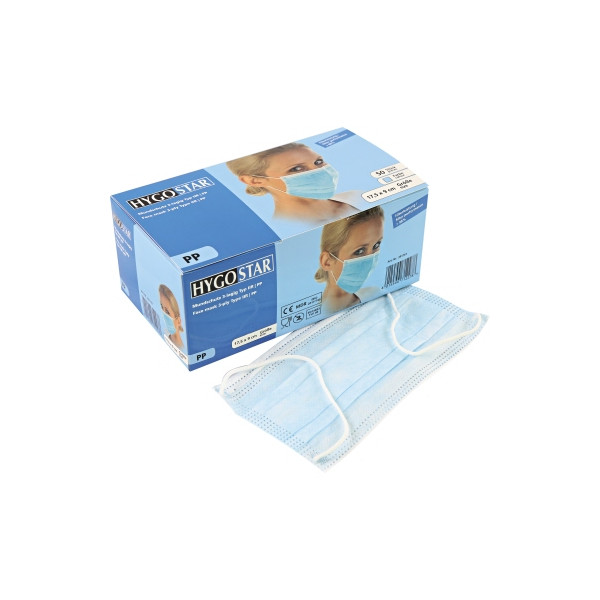 B-Ware Hygostar Mundschutz Op Maske Gesichtsmaske Blau 3 Lagig Typ Iir 20 Pakete - 4015544712278