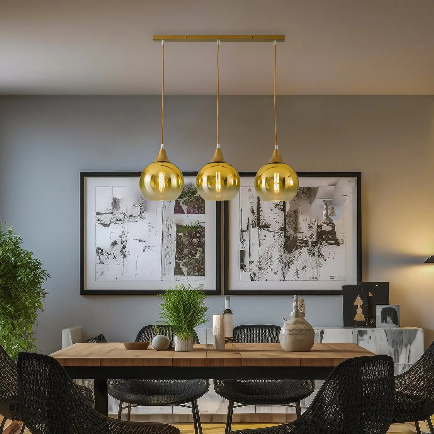 B-Ware Hängeleuchte Monte Hängeleuchte Pendelleuchte Balken Gold Dreiflammig - 5902693784029