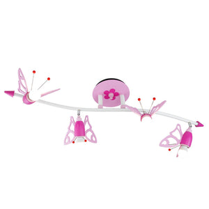 B-Ware Elobra Deckenstrahler Lampe Kinderzimmer Falter rosa 4-flammig Holz E14 100cm