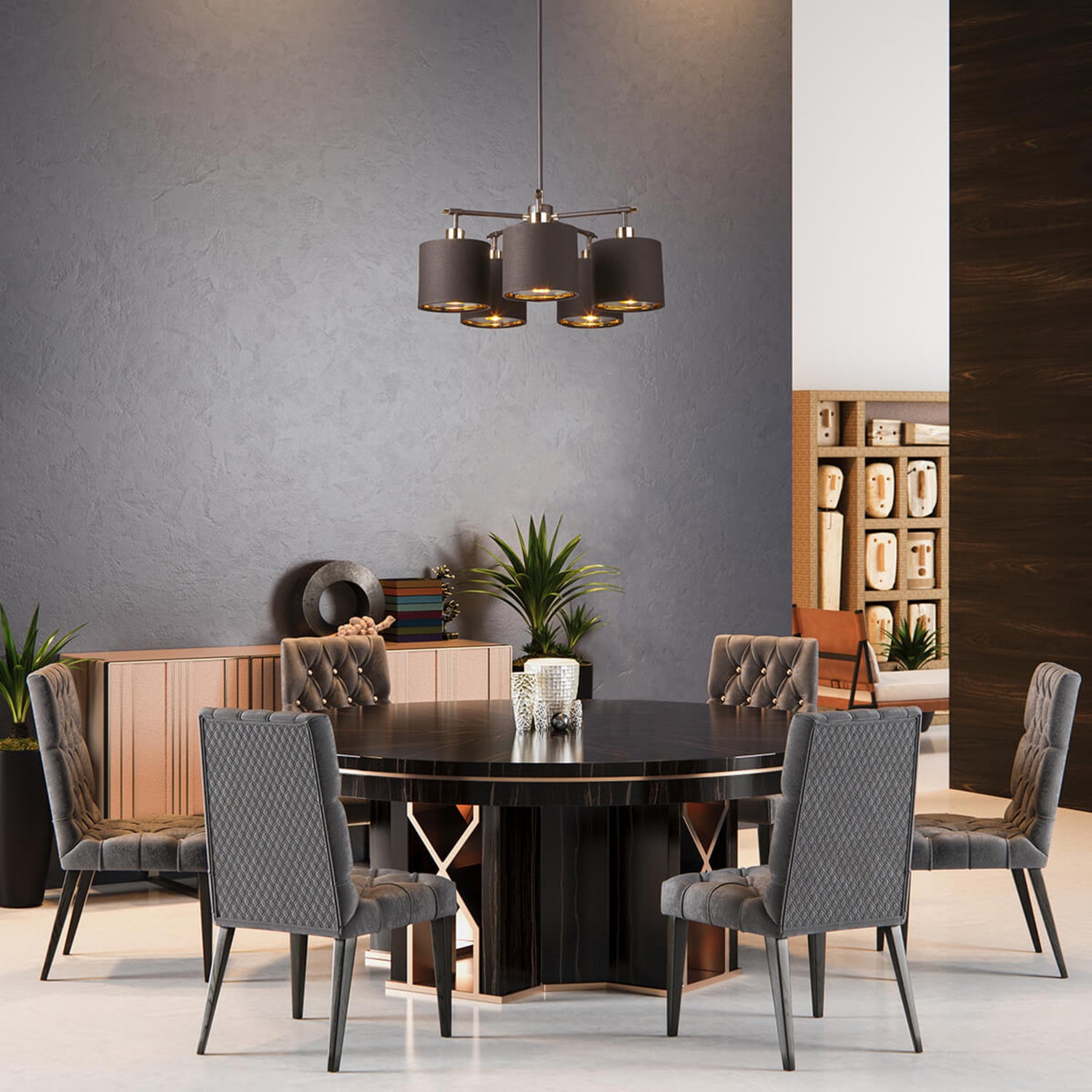 B-Ware Elstead Hängeleuchte Pendelleuchte Balance Deckenlampe E27 Braun Messing 5 Flg - 5024005273011