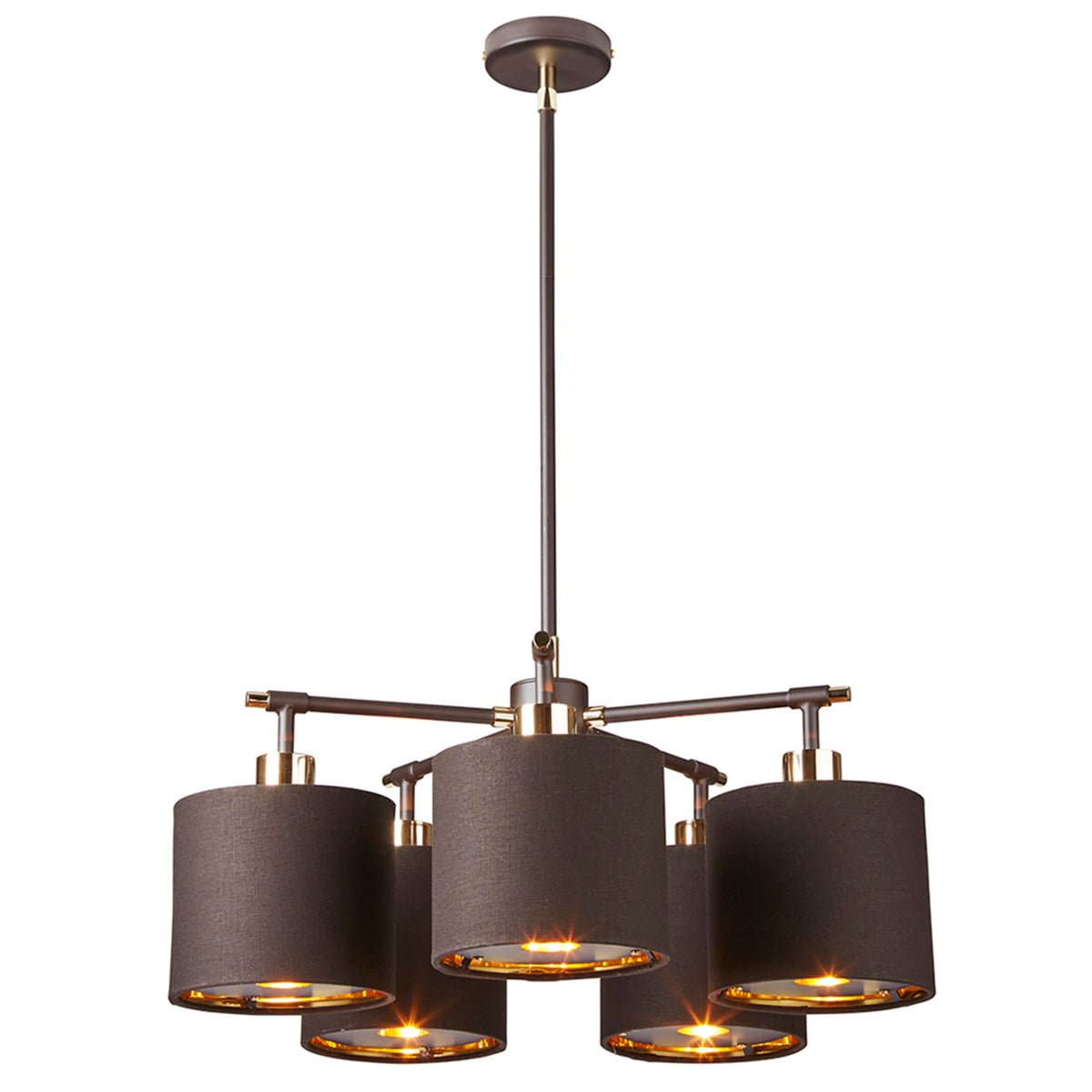 Elstead Hängeleuchte Pendelleuchte Balance Deckenlampe E27 Braun-Messing 5-flg - 5024005273011