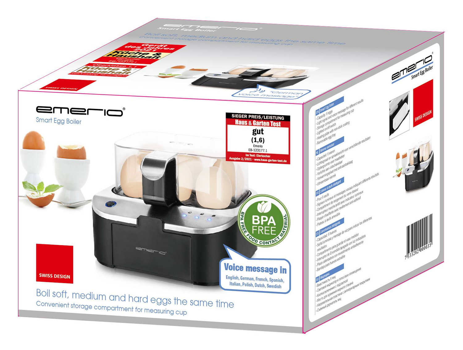 B-Ware Emerio Eb 123177.12 Eierkocher Bpa Frei Schwarz Edelstahl Kleinküchengerät - 7333282015114