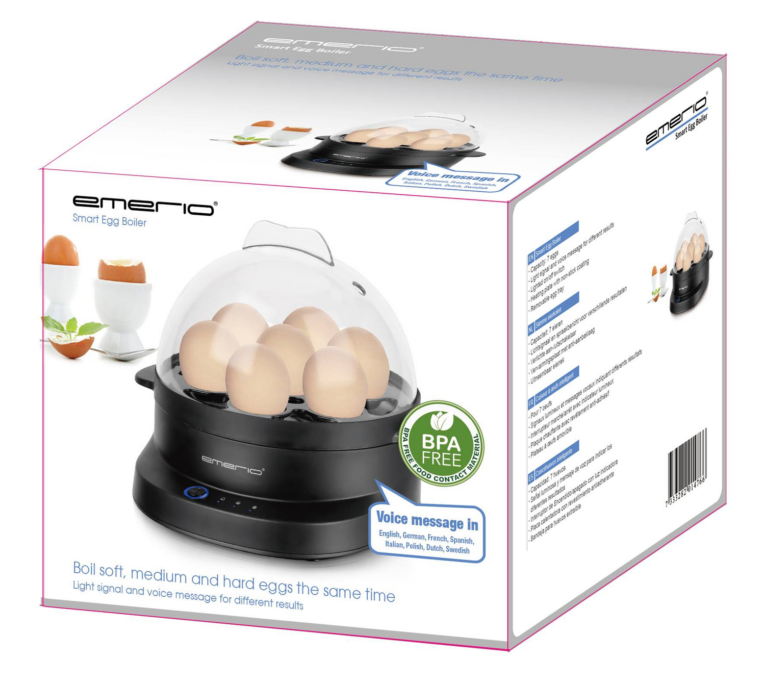 Cuiseur à œufs Emerio EB 131811.1 sans BPA, trois niveaux de cuisson en une seule opération, noir, produit de seconde main.