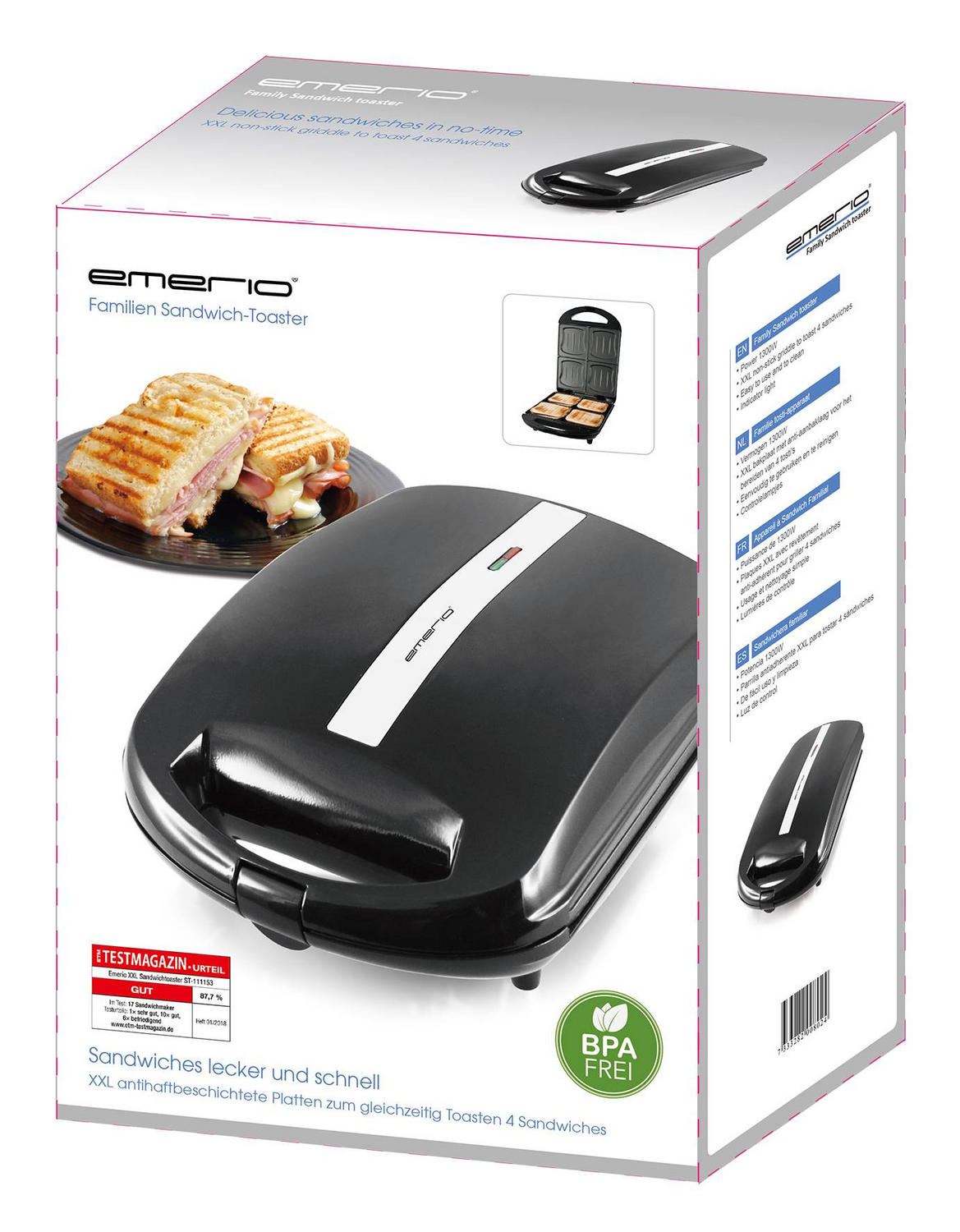 B-Ware Emerio St 111153.4 Sandwichmaker Schwarz Kleinküchengerät Toaster Küchengerät - 7333282008024