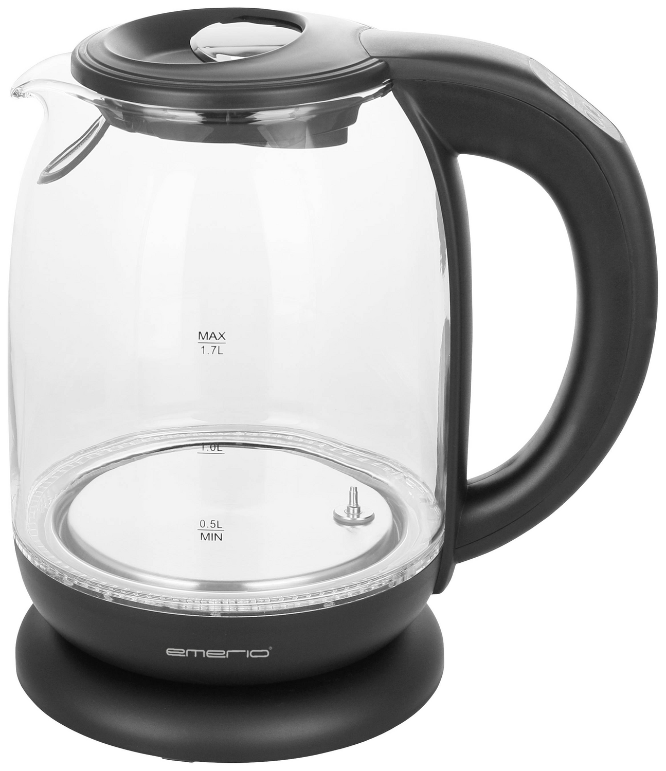 B-Ware Emerio Wasserkocher Kocher Edelstahl Glas Schnurlos 1.7 L 2200 W Küchengerät