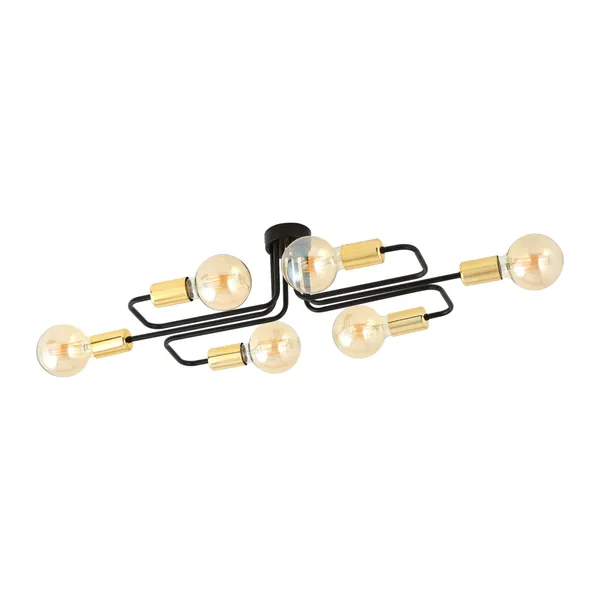 Emibig Deckenleuchte Veken 6 A Sechsflammig Schwarz/Gold Deckenlampe Lampe Spot B-Ware - 5901738923904