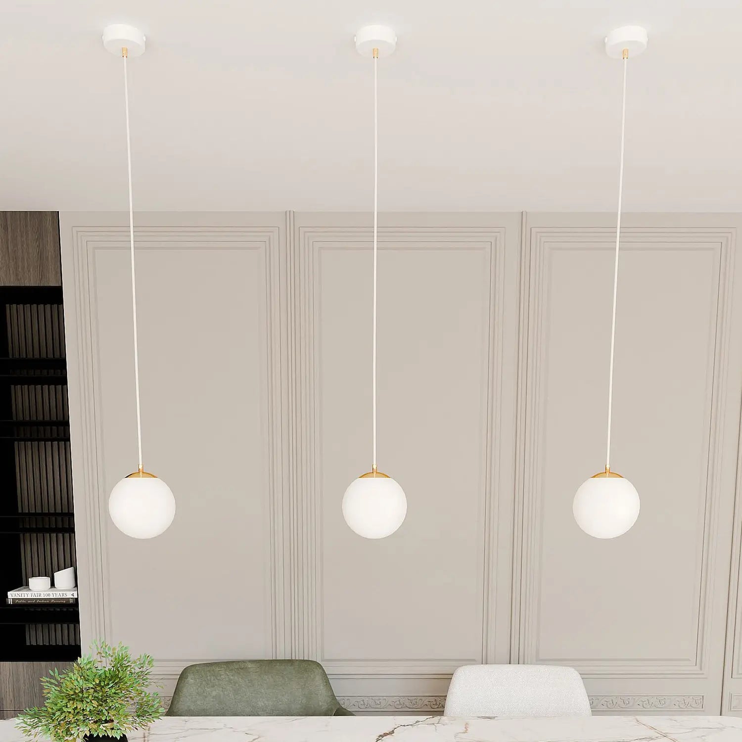 B-Ware Emibig Pendelleuchte Hängeleuchte Royal Glas Weiß E14 Led 1 Flammig Dimmbar - 5901738926134