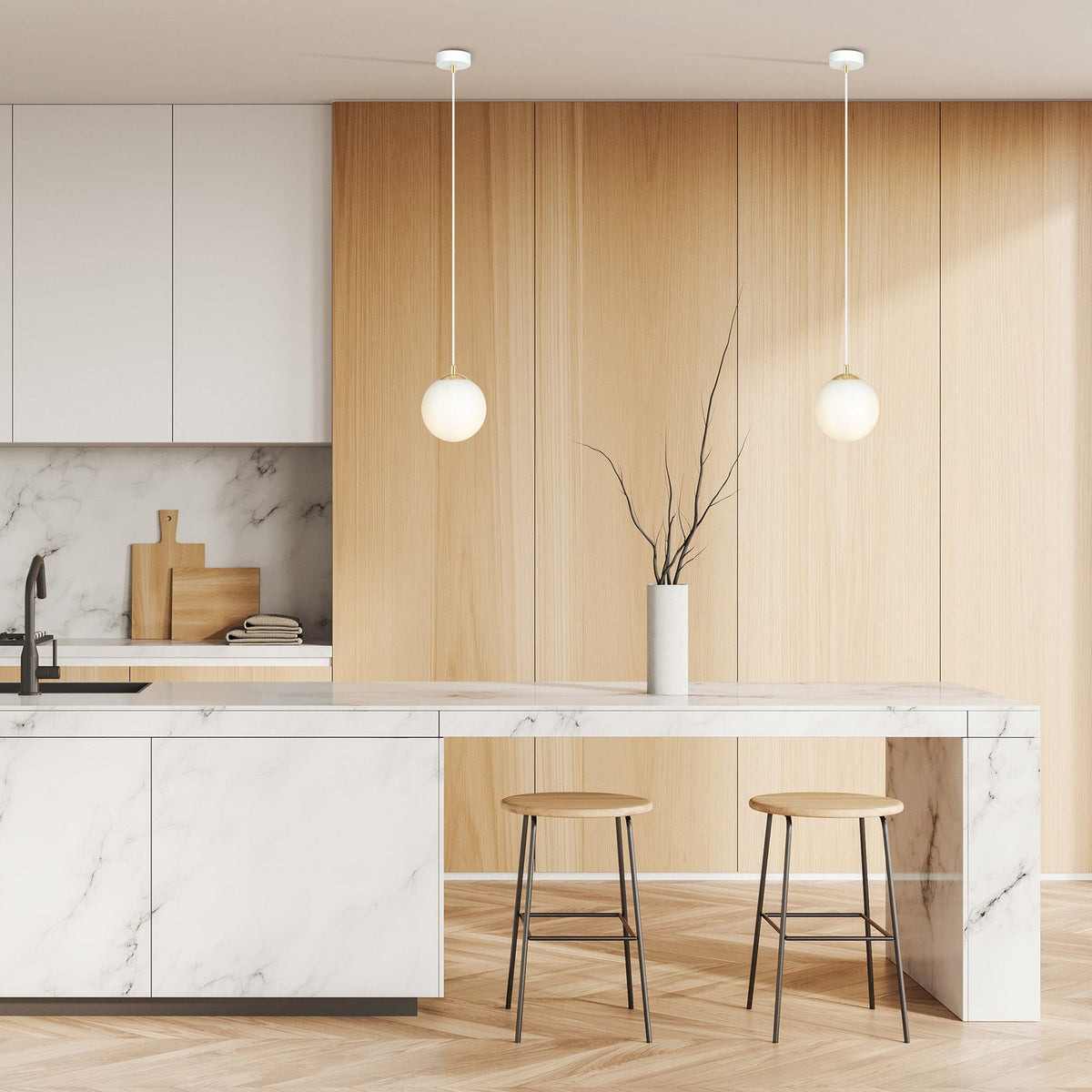 EMIBIG Pendelleuchte Hängeleuchte Royal Glas weiß E14 LED 1-flammig dimmbar - 5901738926134
