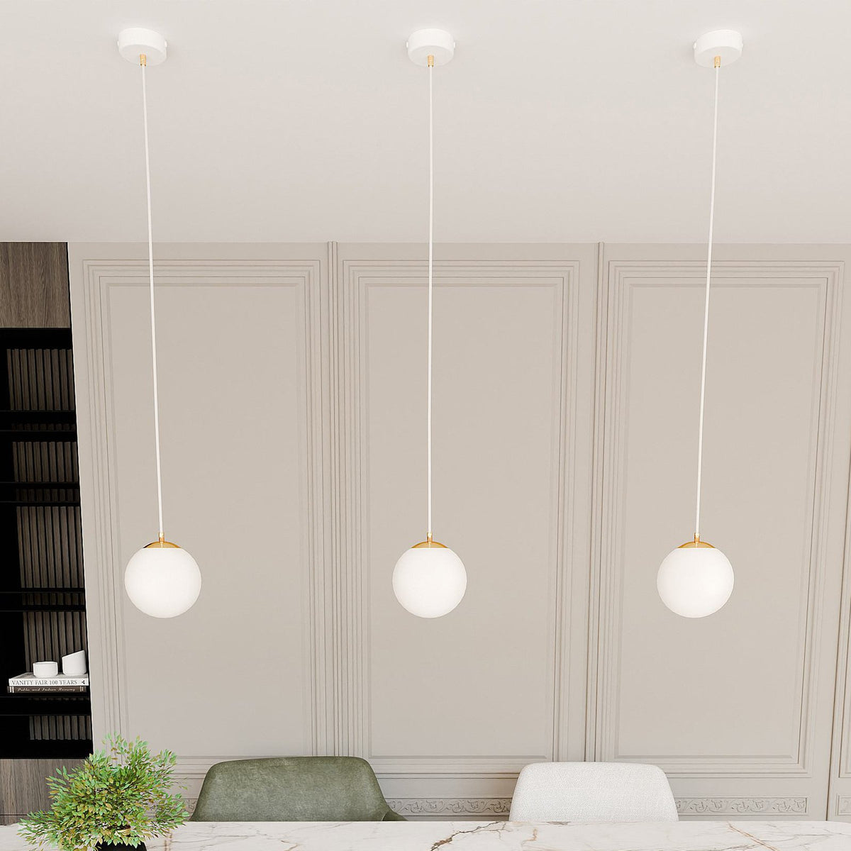 EMIBIG Pendelleuchte Hängeleuchte Royal Glas weiß E14 LED 1-flammig dimmbar - 5901738926134