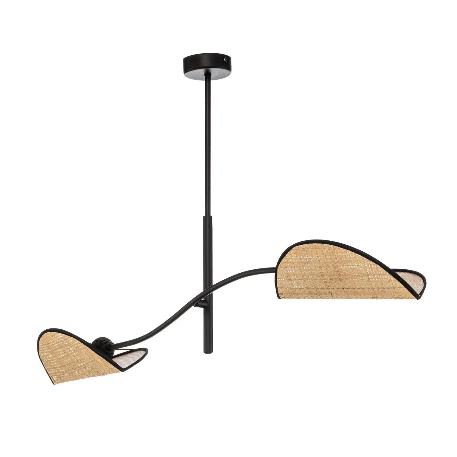 B-Ware Emibig Lighting Deckenlampe Lotus Deckenleuchte Rattanoptik 2 Flg Schwarz - 5901738921290