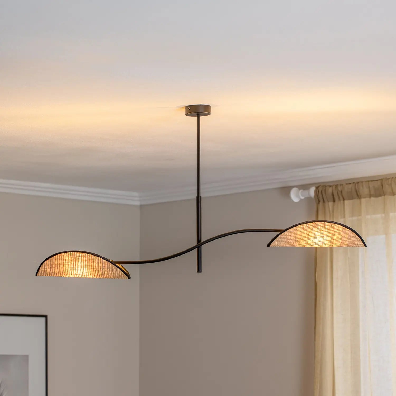 B-Ware Emibig Lighting Deckenlampe Lotus Deckenleuchte Rattanoptik 2 Flg Schwarz - 5901738921290