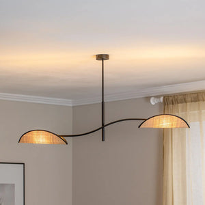 B-Ware Emibig Lighting Deckenlampe Lotus Deckenleuchte Rattanoptik 2 Flg Schwarz