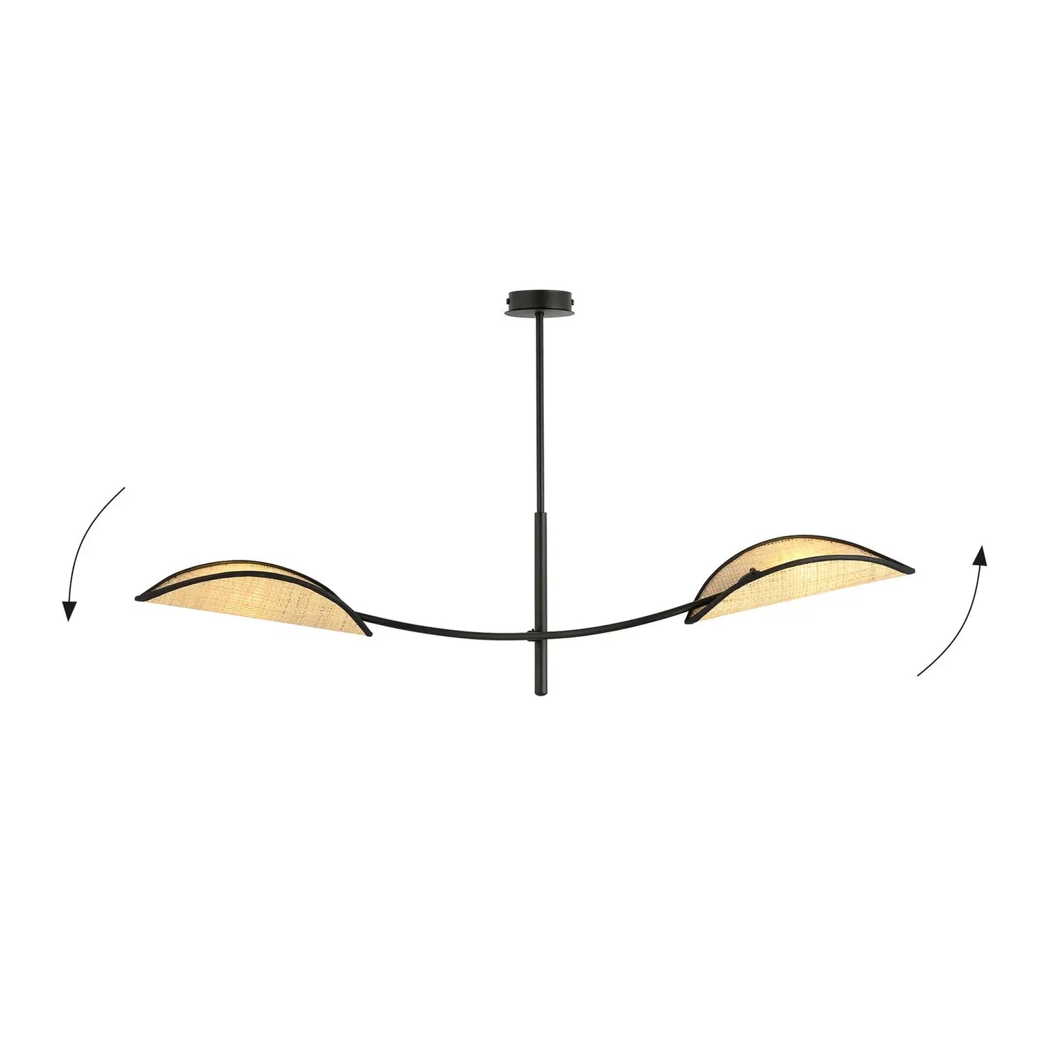 B-Ware Emibig Lighting Deckenlampe Lotus Deckenleuchte Rattanoptik 2 Flg Schwarz - 5901738921290
