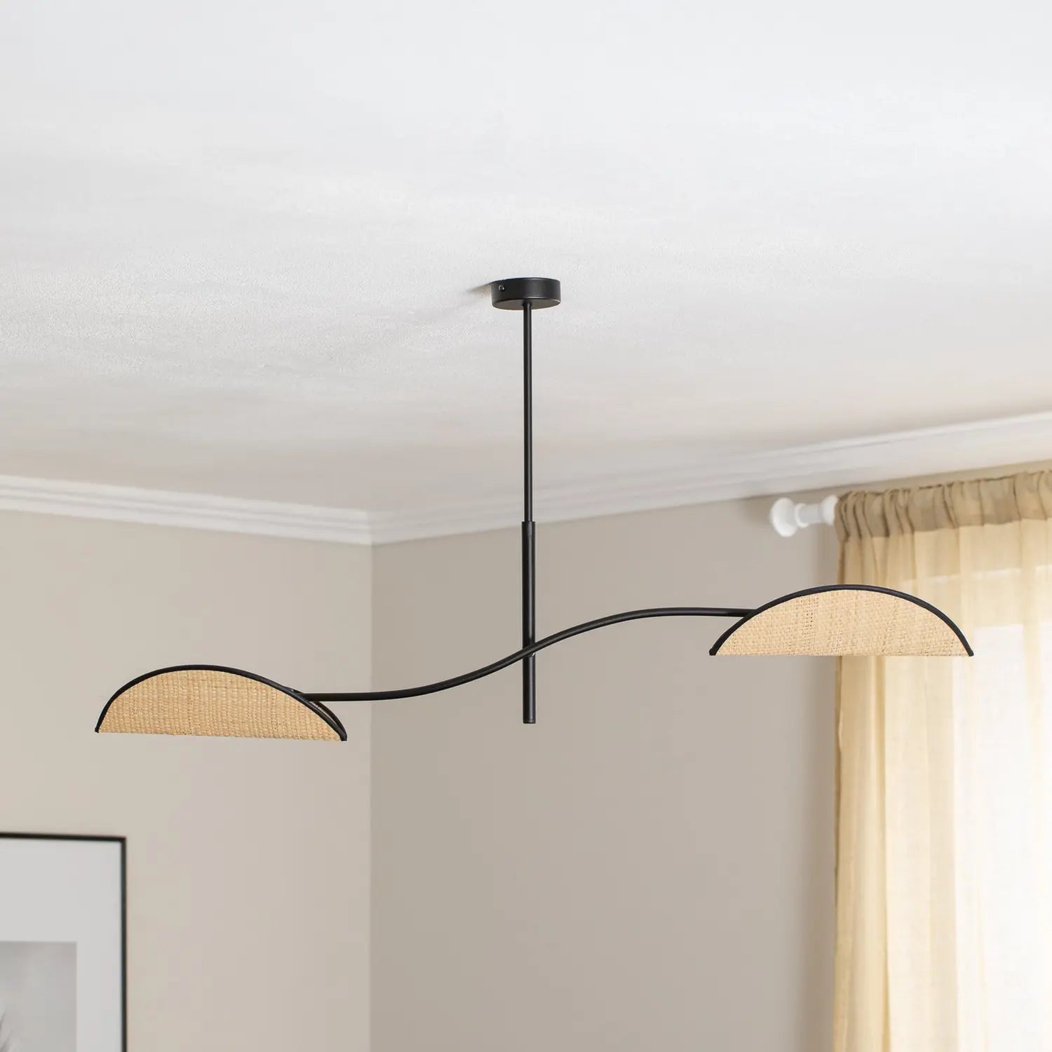 B-Ware Emibig Lighting Deckenlampe Lotus Deckenleuchte Rattanoptik 2 Flg Schwarz - 5901738921290
