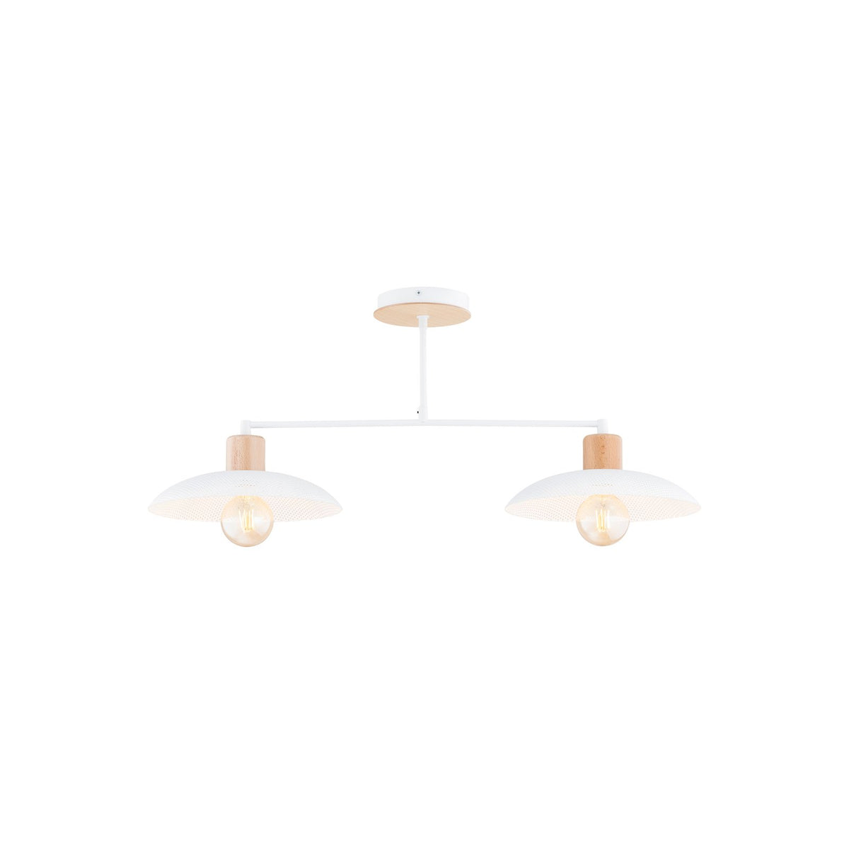 EMIBIG LIGHTING Kobe Deckenleuchte Hängelampe Leuchte 2-flg. Stahl Holz weiß E27 - 5901738928763