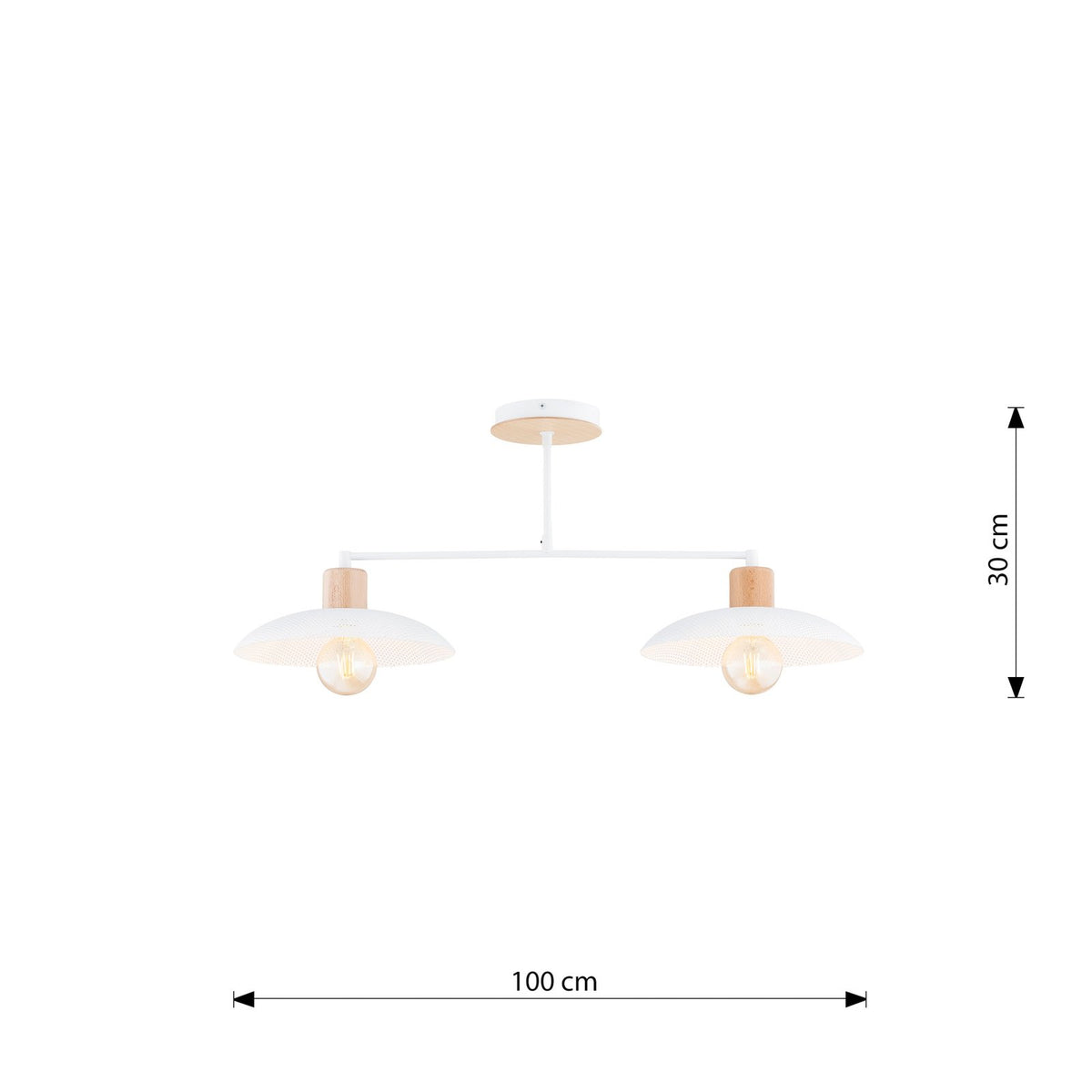 EMIBIG LIGHTING Kobe Deckenleuchte Hängelampe Leuchte 2-flg. Stahl Holz weiß E27 - 5901738928763